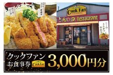 とんかつレストラン クックファン お食事券3,000円分【cookfan とんかつレストラン クックファン 食事券 チケット とんかつ トンカツ 牛かつ 牛カツ カツ 水戸市 水戸 茨城県】（BK-43）