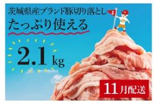【11月発送】【数量限定】リピーター続出！茨城県産ブランド豚切り落とし2.1kg (300g×7p)【肉 豚肉 切り落とし 小分け 真空 真空パック 茨城県産 肉料理 肩ロース ウデ モモ バラ 水戸市 水戸】（EC-4_1-11）