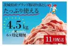 【11月から6か月定期便】【数量限定】リピーター続出！茨城県産豚ブランド切り落とし計27kg(4.5kg×6回)【肉 豚肉 切り落とし 小分け 真空 真空パック 茨城県産 肉料理 肩ロース ウデ モモ バラ 水戸市 水戸】（EC-106-11）