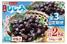 【全３回隔月定期便】茨城県涸沼川産 だしの濃さに違いが出る！手掘しじみ（砂抜き）500g×４個（２kg）【涸沼川 シジミ オルニチン 味噌汁 スープ 茨城県 水戸市】（MS-10）