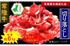 【6か月定期便】【常陸牛】切り落とし 約1kg【定期便】計6回 総量約6kg（茨城県共通返礼品）【常陸牛　茨城県産　日立市】
