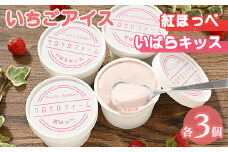 いちごアイス6個セット（紅ほっぺ3個＋いばらキッス3個）苺アイス、イチゴアイス、べにほっぺ　いばらきっす　アイス　アイスクリーム　カップアイス
※離島への配送不可
※着日指定不可