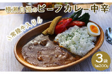 横瀬自慢のビーフカレー　中辛（200g×3袋）【茨城県共通返礼品（常陸牛）】｜やわらか肉　とろみ　レトルト　常陸牛　カレー　常温　温めるだけ　保存食　災害非常食　キャンプ　お中元　お歳暮　ギフト  防災 備蓄 非常食 保存食  アウトドア ※離島への配送不可 ※2025年1月上旬以降に順次発送予定