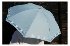 雪華模様の刺繍入り日傘（晴雨兼用・サイズ50ｃｍ・UV加工・麻50％綿50％）カラー：水色 | 日傘 50センチ 晴雨兼用  UV加工 レディース 雪の結晶 ブルー 水色 おしゃれ かわいい スタイリッシュ 雨 梅雨 夏 日差し 日よけ 贈答 贈り物 プレゼント 父の日 母の日 お中元 お歳暮 御歳暮 茨城県 古河市 _BL22