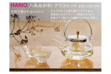 HARIO 冷酒器 八角地炉利･グラスセット［IDSG-2004-ESV］｜ハリオ 耐熱 ガラス 食器 器 キッチン 日用品 日本製 おしゃれ かわいい 酒 日本酒 ワイン お酒 冷酒器 酒器 冷酒 梅酒 果実酒 地炉利 ちろり チロリ グラス_BE35