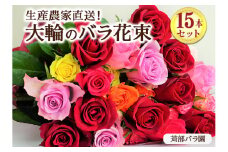 生産農家直送！大輪のバラ花束15本セット ※沖縄・離島への配送不可 | 15本 植物 花 華 お花 フラワー 生花 切り花 花持ち ばら バラ 薔薇 ローズ 花束 ブーケ 包装 ご家庭用 ギフト 記念日 誕生日 結婚記念日 結婚 送別 歓迎 イベント 発表会 卒業式 サプライズ お祝い 高評価 感動 癒し 女性 男性 紳士 贈答 贈り物 プレゼント 名産 特産 直送 農家直送 苅部バラ園_AL03