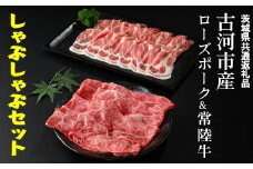 古河市産ローズポーク＆常陸牛『しゃぶしゃぶセット』〈茨城県共通返礼品〉 | 肉 牛肉 豚肉 国産 茨城県 古河市 ブランド 冷凍  しゃぶしゃぶ 小分け 食べ比べ モモ 牛モモ 肩ロース 豚肩ロース 食べくらべ  食べ比べ バラ セット商品 詰め合わせ バラエティギフト 贈答 贈り物 お中元 お歳暮 プレゼント 茨城県 古河市 直送 産地直送 送料無料 _AD09