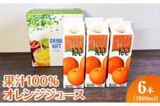 果汁100％オレンジジュース　1000mlパック×6本入 ※着日指定不可 | ジュース オレンジ 100% ドリンク ジュース 紙パック 飲料 ご家庭用 手土産 美味しい 濃厚 ギフト 厳選 贈答 贈り物 お中元 夏ギフト プレゼント 茨城県 古河市  送料無料 _EG07