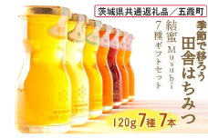 季節で移ろう田舎はちみつ7種ギフトセット[結蜜 Musubi-R7] 【茨城県共通返礼品／五霞町】 ※着日指定不可 | 生ハチミツ 非加熱 茨城県産 はちみつ ハチミツ 蜂蜜 国産 純粋 食べくらべ 食べ比べ セット 詰め合わせ   おすすめ ミツバチ 蜜蜂 みつばち 茨城県産 贈答 贈り物 プレゼント 茨城県 古河市 送料無料 _EY05