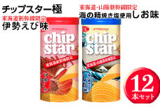 チップスター極　東海道・山陽新幹線限定 海の精焼き塩使用しお味＆東海道新幹線限定 伊勢えび味　12本セット ※着日指定不可 | 菓子 お菓子 ポテトチップス おかし おやつ おつまみ つまみ スナック スナック菓子 ポテチ チップス チップスター YBC スイーツ ご家庭用 手土産 ギフト 贈答 贈り物 プレゼント お中元 お歳暮 夏休み 冬休み 茨城県 古河市 地域限定 送料無料 _FA03