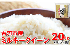 令和6年産 古河市産 ミルキークイーン 20kg（5kg×4袋） | 米 こめ コメ 20キロ 精米 みるきーくいーん ミルキー 単一米 国産 古河市産 茨城県産 贈答 贈り物 プレゼント 茨城県 古河市 直送 農家直送 産地直送 着日指定可 ギフト お祝 ご褒美 記念日 取り寄せ お取り寄せ 景品 _DP25