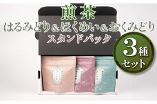 【創業1839年】煎茶 はるみどり＆ほくめい＆おくみどり スタンドパック40g 3種セット | お茶 120グラム 茶 緑茶 茶葉 日本茶 煎茶 さしま茶 猿島茶 飲みくらべ 飲み比べ 詰合せ 詰め合わせ 取り寄せ お取り寄せ 老舗 ギフト  贈答 贈り物 プレゼント お中元 お歳暮 茨城県 古河市 直送 農家直送 産地直送 送料無料 _BM10