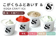 こがくらふとあいす＆　8個セット（4種アソート）| ギフト　アイス　HARIO　ハリオ　いちご　和紅茶　牛乳　チョコミント　デザート　スイーツ　茨城県　古河市　送料無料　詰合せ_FU74　※北海道・沖縄・離島への配送不可