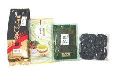 お茶とお手玉の健康セット(紺) 伝統の 日本茶 3種 ( ほうじ茶 煎茶 抹茶入り 玄米茶) お茶 国産大豆 入り 手作り お手玉 セット 贈り物 ギフト プレゼント 贈答用 贈答品 茨城県 石岡市 (E15-001)