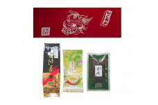 お茶 と お祭り 手拭い セット (えんじ) 日本茶 3種 煎茶 ほうじ茶 抹茶入り 玄米茶 茨城 老舗 茶舗 こだわり 手拭い 贈り物 ギフト プレゼント 贈答用 贈答品 茨城県 石岡市 (E15-016)