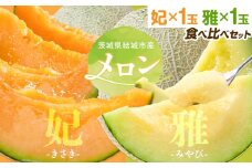 【令和7年先行予約】 茨城県結城市産 メロン 食べ比べ セット 妃 雅 各1玉 稲葉ファーム《9月下旬-10月中旬頃出荷予定》茨城県 結城市 送料無料 フルーツ 果物 高級メロン お取り寄せ 旬 産地直送 贈り物 お取り寄せフルーツ