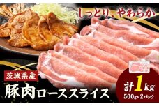 茨城県産 豚肉 ロース スライス  1kg 1パック 500g 株式会社セントラルフード 《30日以内に出荷予定(土日祝を除く)》肉 豚肉 ロース 国産 スライス 生姜焼き 茨城県 結城市