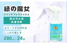 洗濯洗剤 部分洗い用 緑の魔女エリソデプレウォッシュ 280mL×24  | 洗濯洗剤 洗濯用洗剤 環境洗剤 植物由来