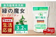 【9月限定】食洗機用洗剤 緑の魔女 オートキッチン 800g×4個セット | 食器用洗剤 食洗器用洗剤 食器洗剤 食洗器洗剤 食洗機洗剤 食洗機用 食洗器用 台所 台所洗剤 台所用洗剤 粉末 粉末洗剤 洗浄力 キッチン洗剤 キッチン用洗剤 洗剤 環境 エコ やさしい 優しい 弱酸性 パイプクリーナー 除菌 防臭 臭い キッチン 植物由来  油汚れ お中元 お歳暮 ギフト 大掃除 茨城県 龍ケ崎市