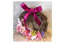 【直径25cm】プリザーブドフラワー　リース（アジサイ　三日月型）【プリザーブドフラワー 花 リース プレゼント フラワー ギフト アジサイ 紫陽花 フラワーギフト】
