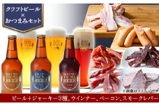 【 クラフトビール × おつまみセット 】ビール 3本 ジャーキー 3種 ウインナー ベーコン スモークレバー 【 ビール クラフトビール ポークジャーキー ビーフジャーキー ソフトジャーキー 手作りジャーキー 飲み比べ ソーセージ スライスベーコン ベーコン スモークレバー レバー 宅飲み おつまみセット ビール飲み比べ おつまみ 】