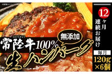 生ハンバーグ 120g × 6個 【 常陸牛 】 100％ 【 12ヶ月連続お届け 】【ハンバーグ 生ハンバーグ 常陸牛 冷凍 牛肉 贅沢 黒毛和牛 おかず 惣菜 便利】[SZR]