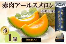 【 先行予約 】 茨城県産 アールスメロン 「 赤 」 【 秀品 】 1個 【 2025年9月上旬 ～ 10月上旬ごろ発送予定 】【 国産メロン 茨城県産メロン メロンの王様 高級メロン めろん  果物 くだもの フルーツ 季節限定 人気 贈り物 お取り寄せ プレゼント 厳選 デザート マスクメロン ムスク マスク 】
