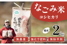 【10月発送】茨城県下妻市産 なごみ米（ コシヒカリ ） 精米 2kg　【 お米 コシヒカリ 米 無農薬 無化学肥料 無除草剤 精米 自然 農法 茨城県産 】