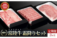 【茨城県共通返礼品】茨城県産【定期便】常陸牛 霜降りセット 3ヶ月連続 定期便 お肉