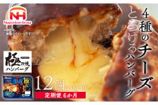 【定期便】極み焼きハンバーグ（4種のチーズソース）セット定期便6か月 定期便 ※沖縄県・離島への配送不可
