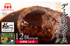 【定期便】極み焼きハンバーグ（デミグラスソース）セット定期便3か月 定期便 ※沖縄県・離島への配送不可