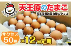 【定期便】12回定期【天王原のたまご】サクセス卵 50個入り【定期便 12回定期便 セット たまご 卵 玉子 タマゴ 濃厚  ハリ 弾力 ボリューム 甘味 旨味 卵黄 風味 生 コク 甘味 卵かけご飯 卵焼き 目玉焼き オムレツ 茶碗蒸し お菓子作り パンの材料】