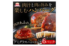 肉汁あふれるデミグラスハンバーグ6個入　日本ハム 冷凍 個食 使い切り 湯煎 牛肉 豚肉 ※沖縄県・離島への配送不可