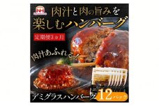【定期便】肉汁あふれるデミグラスハンバーグ12個入　3ヶ月定期便 ※沖縄県・離島への配送不可