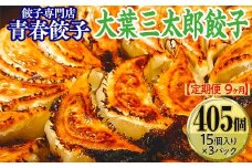【定期便9ヶ月】餃子専門店青春餃子　大葉三太郎餃子15個入り×3パック 45個（計405個）