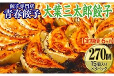 【定期便6ヶ月】餃子専門店青春餃子　大葉三太郎餃子15個入り×3パック 45個（計270個）