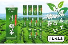濃くておいしいお茶 2ケース（1L×12本入り） | 茨城県 常陸太田市 茶 お茶 日本茶 緑茶 グリーンティー ドリンク 濃い 濃度 カテキン 健康 おいしい アイスティー 氷 緑茶割り お茶ハイ お酒 割材 業務用 紙パック 伊藤園