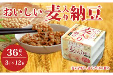 おいしい麦入り納豆 3P×12袋 計36食分入 ｜納豆 なっとう ナットウ 国産大豆 家庭用 うまい 本物 麦 甘み 風味 特産品 美味しい納豆 家庭納豆 常食納豆 ねばねば 発酵 醤油 北海道 大豆 糸引き ごはん おかず 上品 旨味 コク 香り 濃厚 和食 発酵食品 大豆食品 お取り寄せ 茨城県 常陸太田市