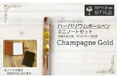 ハーバリウムボールペン・ミニノートセット　(シャンパンゴールド）