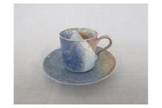 【おうちで陶炎祭】　燻し銀彩焼コーヒーカップ＆ソーサ―　「谷口将海」作【笠間焼】
