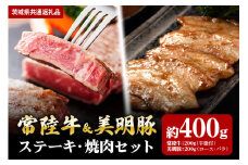  【ステーキ焼肉セット】常陸牛ステーキ200ｇ・美明豚焼肉用200ｇ（茨城県共通返礼品）