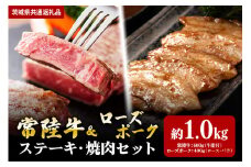 【ステーキ焼肉セット】常陸牛ステーキ600ｇ・ローズポーク焼肉用400ｇ（茨城県共通返礼品）