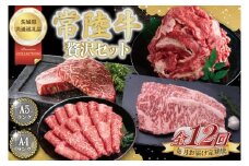【12回定期便】最高級A4.5ランク常陸牛 贅沢セット【茨城県共通返礼品】│常陸牛 ひたち牛 牛肉 ロース 肩ロース スライス もも ステーキ すき焼き しゃぶしゃぶ 定期便 茨城県 取手市（BN014）