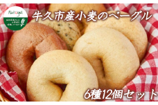 牛久市産 小麦 の ベーグル 6種・12個セット 全粒粉 シナモン レーズン ココア チョコ あずき ごま いちじく 無添加 農薬不使用 小麦 おうちカフェ お菓子 おやつ モーニング ブランチ 朝食 パン お取り寄せ 詰め合わせ セット お土産 プチギフト 贈り物 お祝い ギフト  国産 茨城
