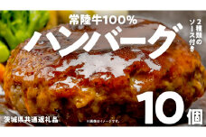 【 常陸牛100% 】 ハンバーグ 10個 ( ソース付 )( 茨城県共通返礼品 ) 牛肉100% 国産 ブランド牛 常陸牛 牛肉 肉 牛 お肉 黒毛和牛 和牛 おかず 惣菜 弁当 小分け 個包装 冷凍 時短 グルメ お取り寄せ お土産 贈り物 贈答 ギフト 日持ち 茨城