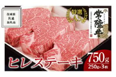 【常陸牛特選A5】ヒレステーキ 250g×3枚 (750g) ( 茨城県共通返礼品 )国産 お肉 肉 焼肉 焼き肉 バーベキュー BBQ ヒレ肉 ヘレ ヘレステーキ テンダーロイン A5ランク ブランド牛 牛肉