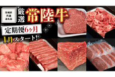 《 定期便 1月スタート 》 厳選 『 常陸牛 』 6ヶ月セット ( 茨城県共通返礼品 ) A5 A4 肉 焼肉 国産 霜降 ヒレ 切り落とし もも ハンバーグ ステーキ すき焼き しゃぶしゃぶ