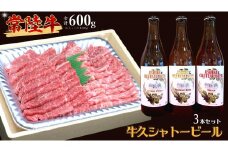 【 牛久市限定 コラボ 】 常陸牛 ( 焼肉用 ) ＆ 牛久シャトービール 3本 A4 A5 常陸牛 モモ バラ 食べ比べ 焼肉 牛肉 肉 牛久シャトー ビール お酒 クラフトビール