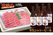 【 牛久市限定 コラボ 】 常陸牛 ( 焼肉用 ) ＆ 牛久シャトービール 6本 A4 A5 常陸牛 モモ バラ 食べ比べ 焼肉 牛肉 肉 牛久シャトー ビール お酒 クラフトビール