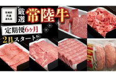 《 定期便 7月スタート 》 厳選 『 常陸牛 』 6ヶ月セット ( 茨城県共通返礼品 ) A5 A4 肉 焼肉 国産 サーロイン 霜降 赤身 もも ハンバーグ ステーキ すき焼き しゃぶしゃぶ 
